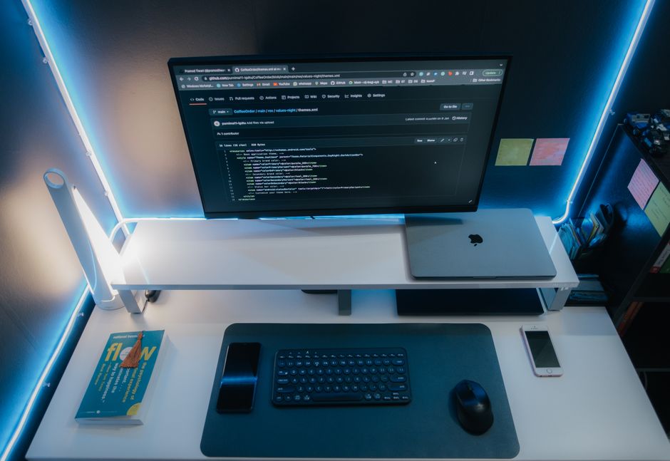 Neon gaming setup